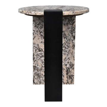 Lyra 17" Contemporary Natural Marble/Metal Handmade Round End Table - JONATHAN Y